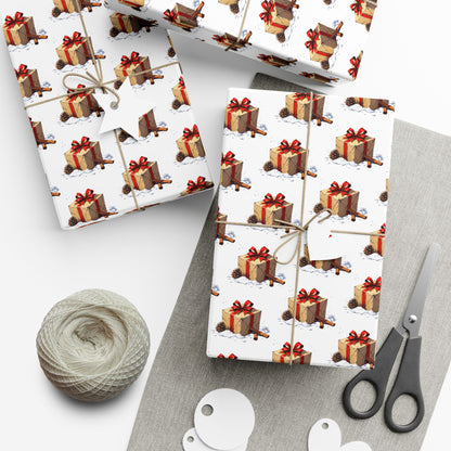 Wrapping Paper — Festive Gift Stack Pattern with Red Bows