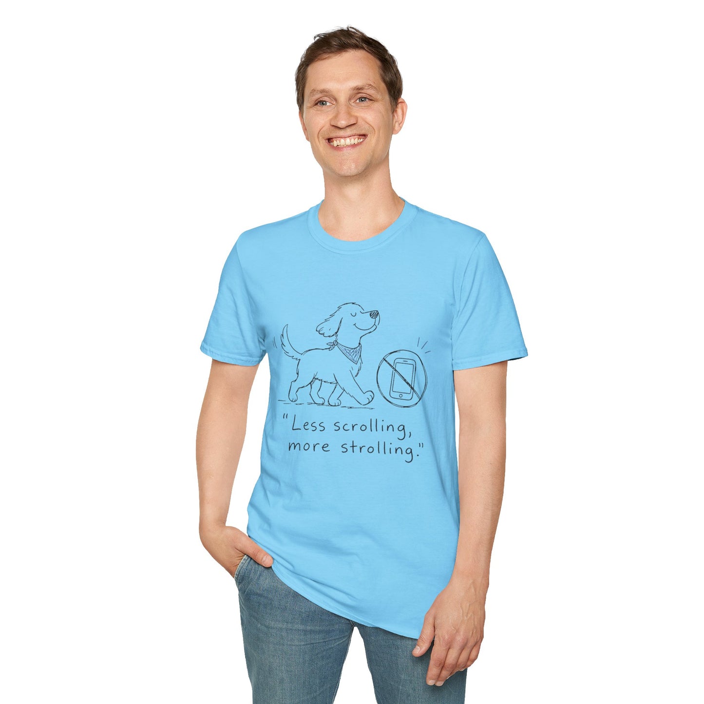 Less Scrolling, More Strolling Dog T-Shirt