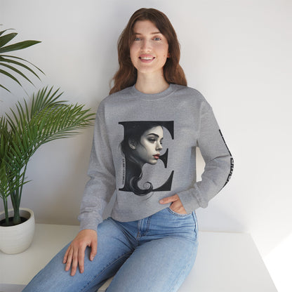 Letter E, Stylish Artistic Sweatshirt, Trendy Crewneck, Graphic Sweater, Cozy Unisex Top, Unique Gift for Art Lovers, Everyday Comfort