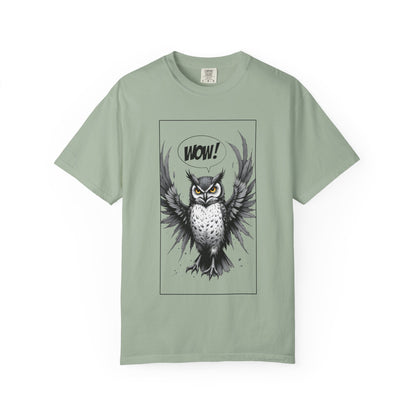 Owl Graphic T-Shirt — 'WOW!' Illustrated Night Owl Tee