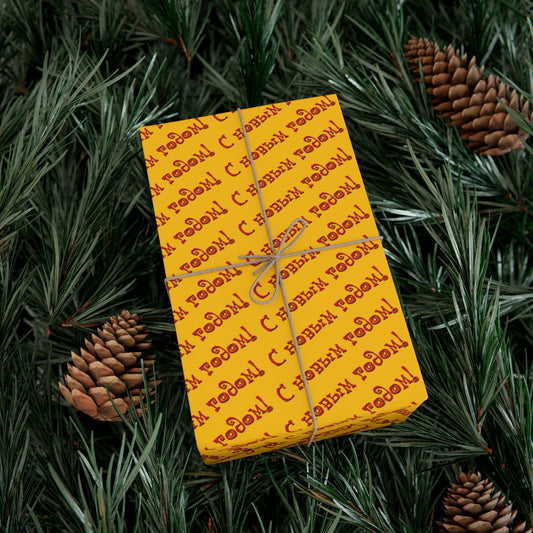 Wrapping Paper — Yellow 'C праздн' Repeating Holiday Gift Wrap