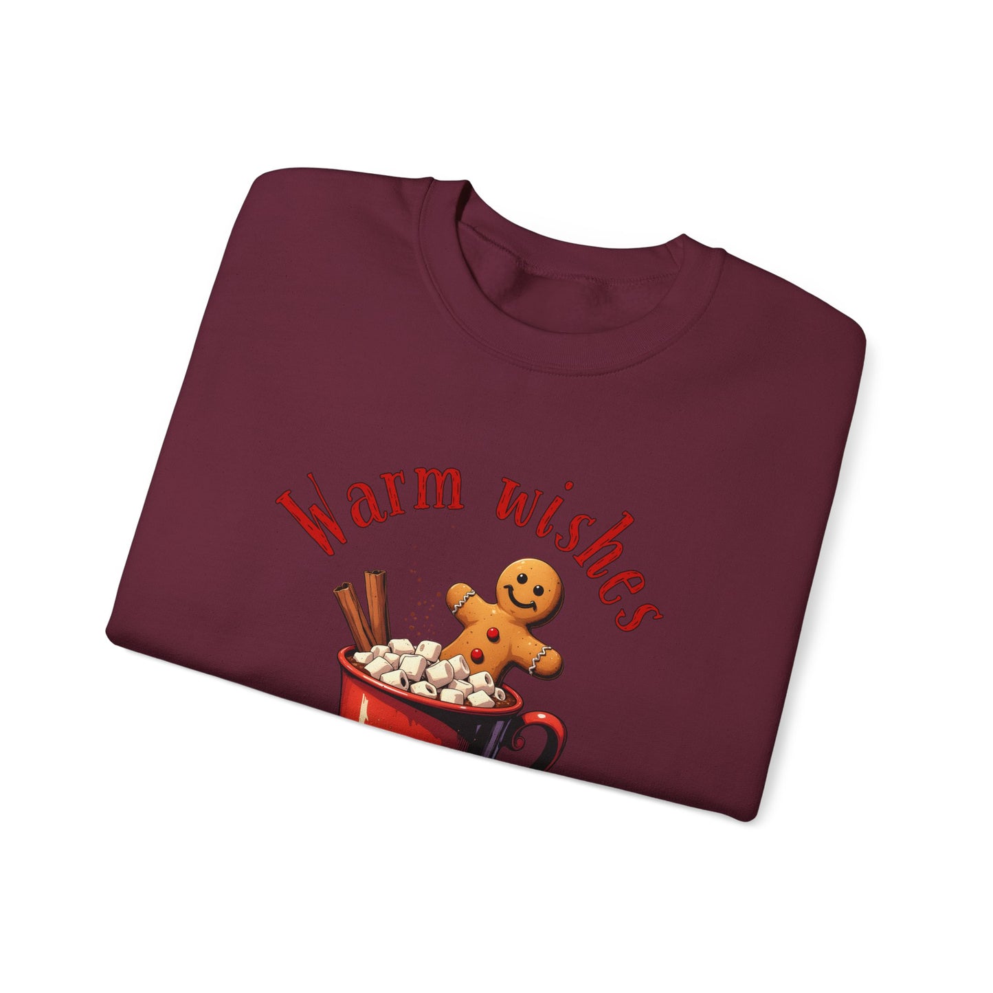 Crewneck Sweatshirt — "Warm Wishes" Hot Cocoa & Gingerbread Holiday Design