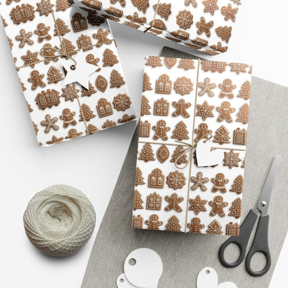 Gingerbread Pattern Gift Wrap Paper — Holiday Wrapping Sheets (Christmas Cookie Design)