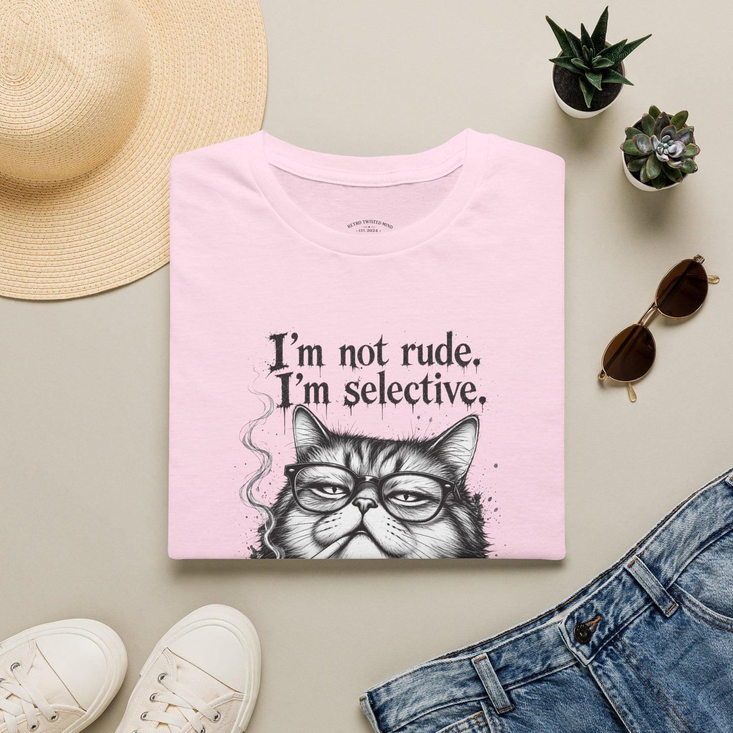 Cat Graphic T‑Shirt — "I'm Not Rude, I'm Selective" Funny Cat Tee