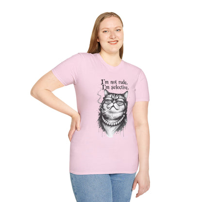 Cat Graphic T‑Shirt — "I'm Not Rude, I'm Selective" Funny Cat Tee