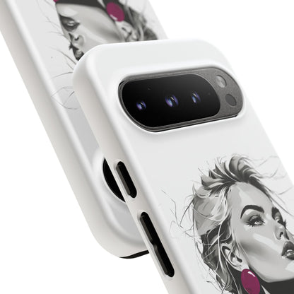 Phone Case — Chic Portrait with Pink Earrings (Stylish Protective Tough Case)