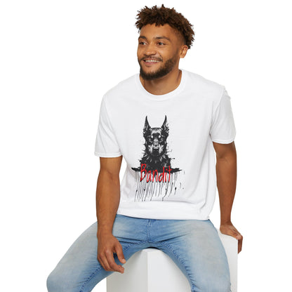 Doberman Portrait T-Shirt — "Warm Amour" Graphic Tee for Dog Lovers