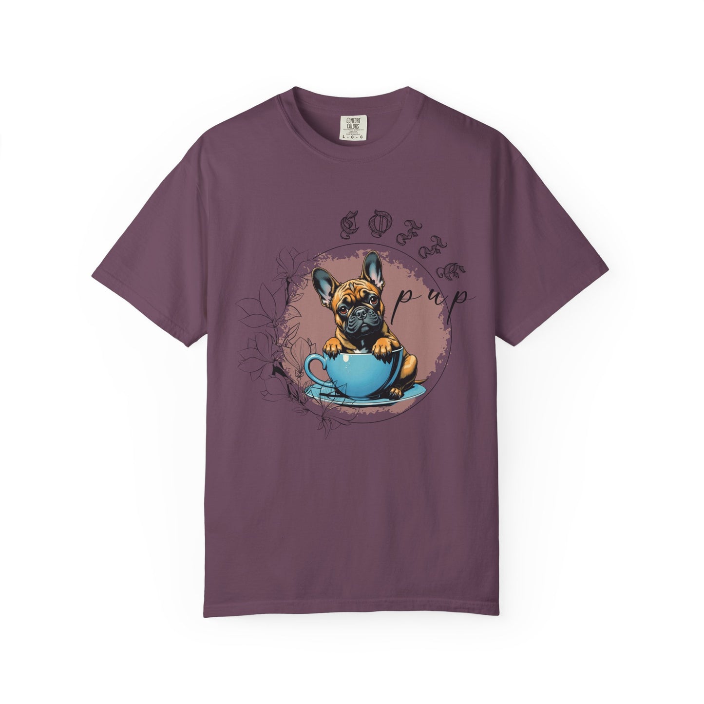 Cute French Bulldog Coffee T-Shirt - Unisex Garment-Dyed Tee