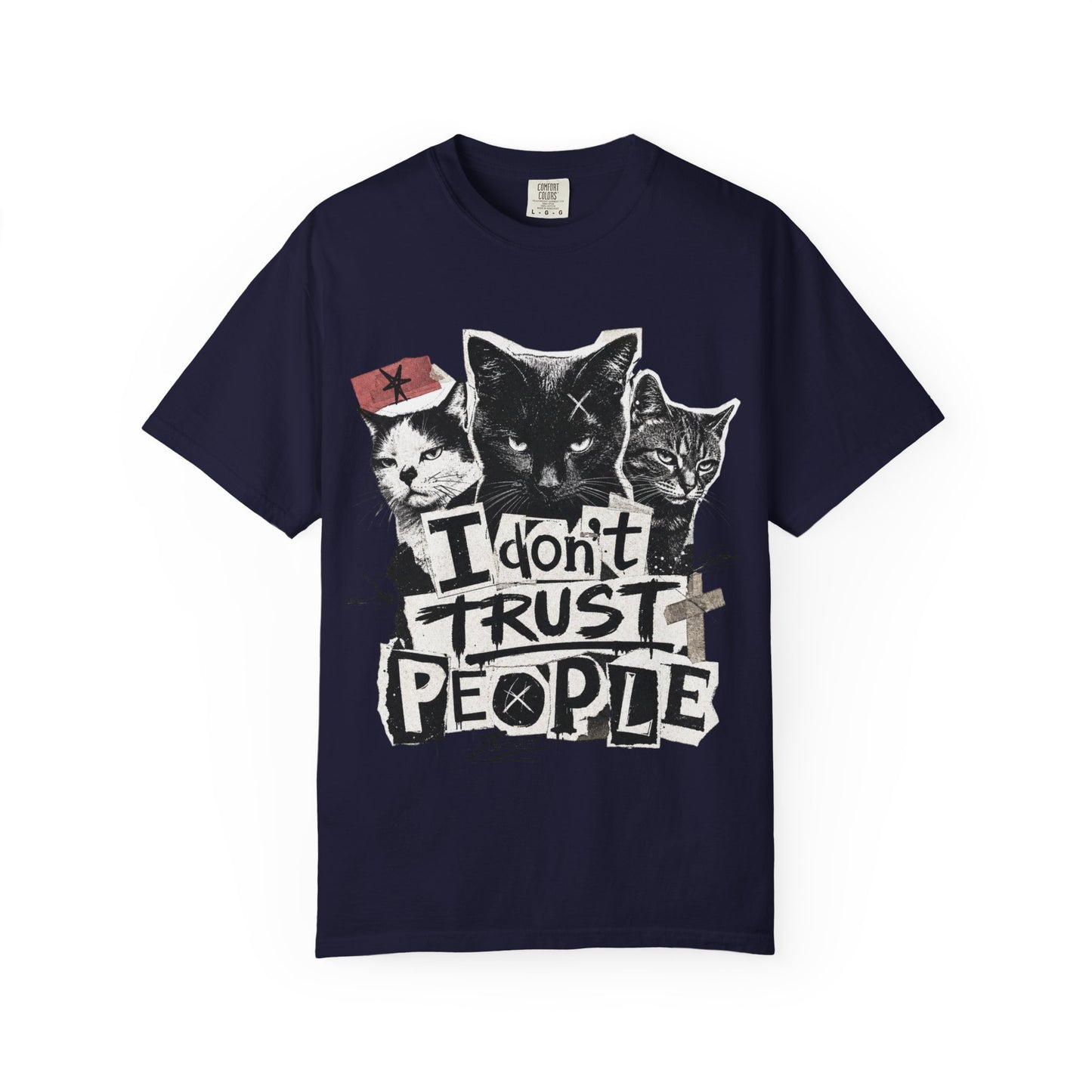 I Don’t Trust People Cat T-Shirt — Grunge Graphic Tee for Cat Lovers