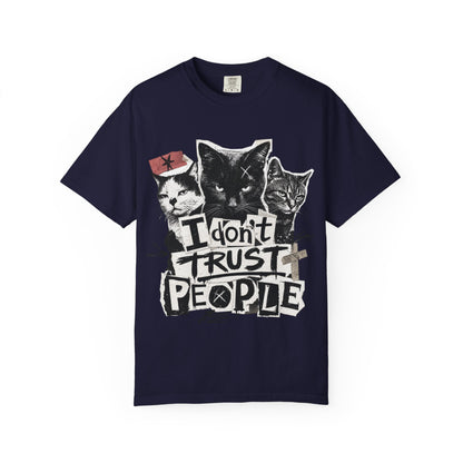 I Don’t Trust People Cat T-Shirt — Grunge Graphic Tee for Cat Lovers