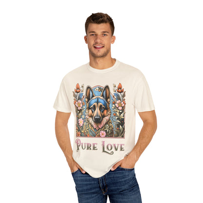 Pure Love German Shepherd T-Shirt – Unisex Garment-Dyed Tee for Dog Lovers