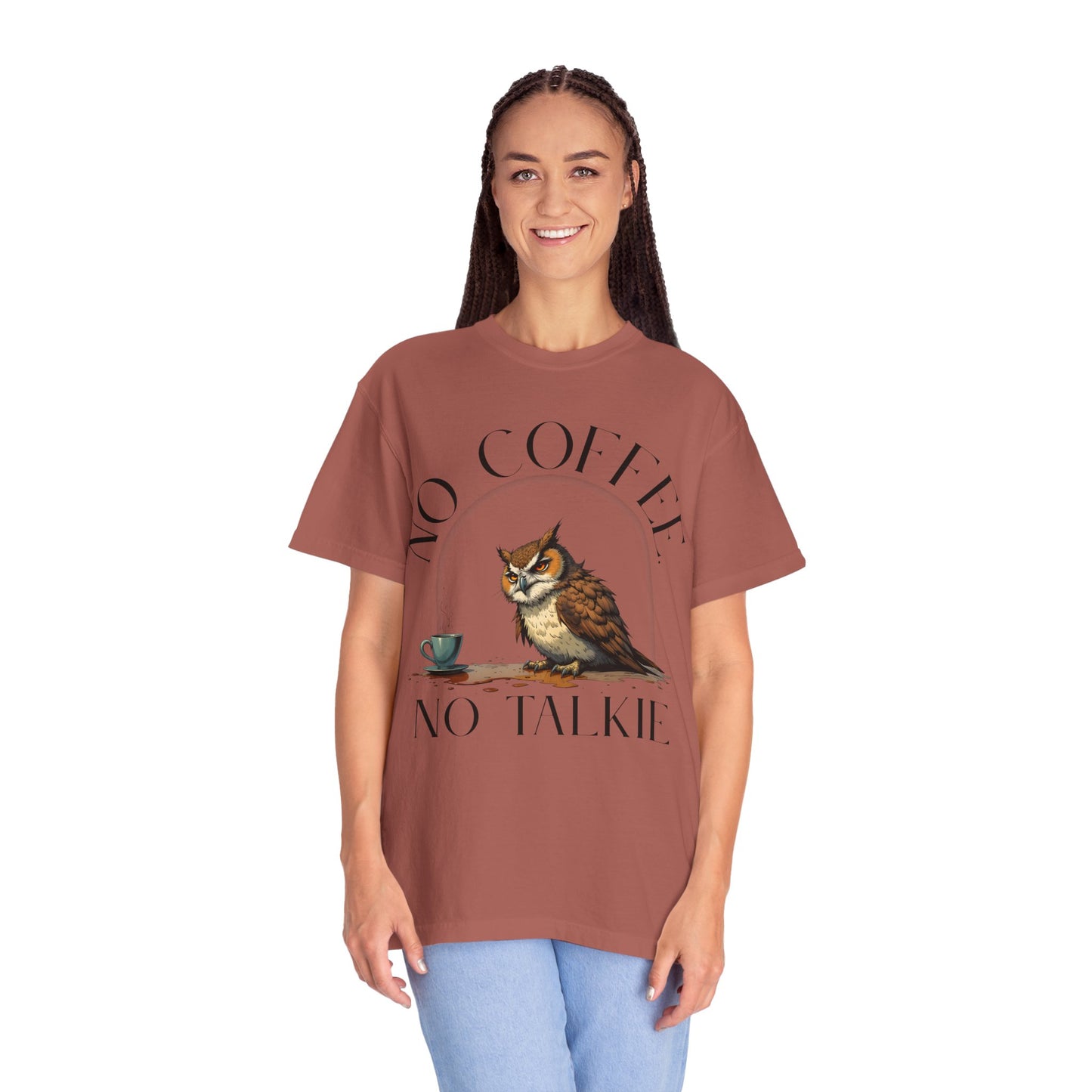 No Coffee No Talkie T-Shirt — Funny Owl Coffee Tee