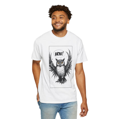 Owl Graphic T-Shirt — 'WOW!' Illustrated Night Owl Tee
