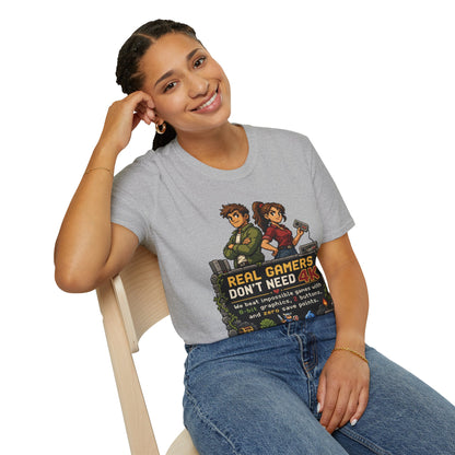 T-Shirt — Retro Pixel 'Real Gamers Don't Need 4K' Graphic Tee