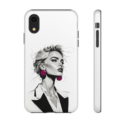 Phone Case — Chic Portrait with Pink Earrings (Stylish Protective Tough Case)