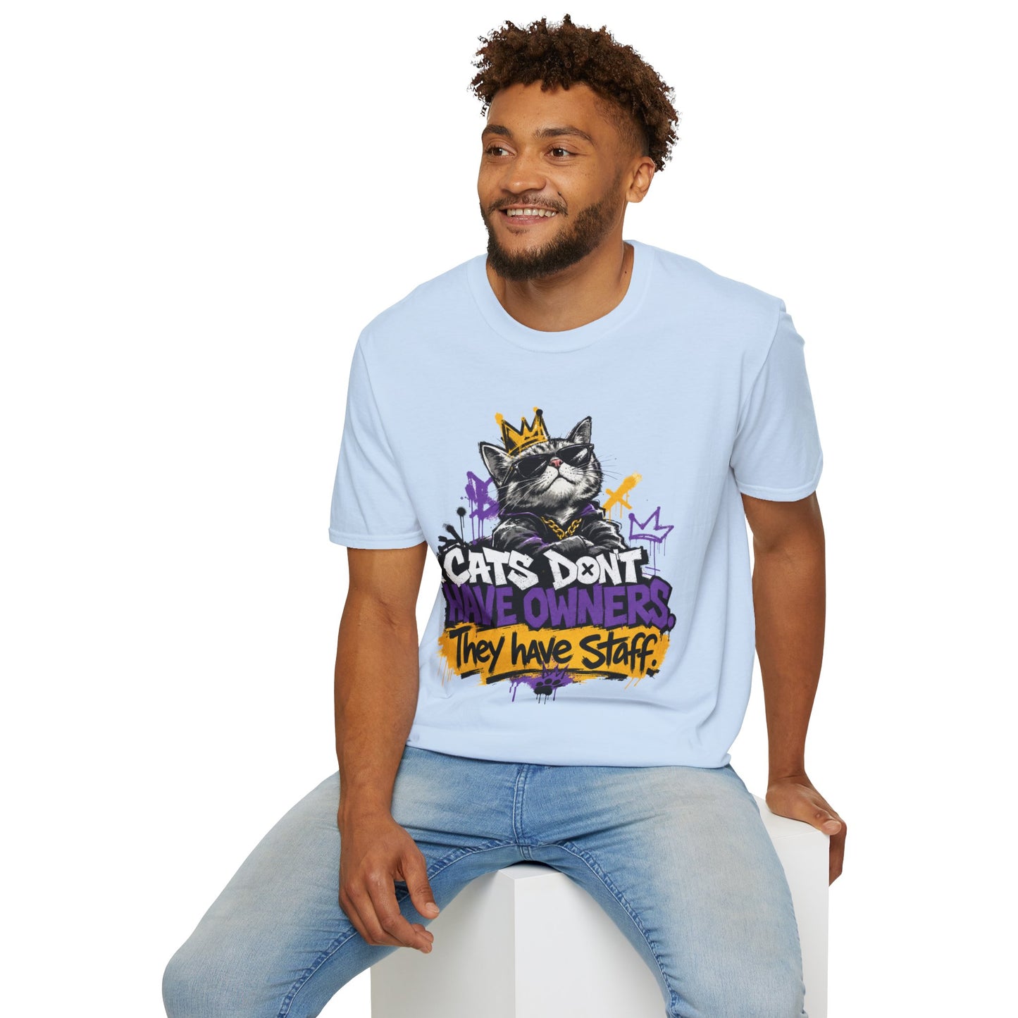 Cat Graphic Tee — "Cats Don't Have Owners They Have Staff"