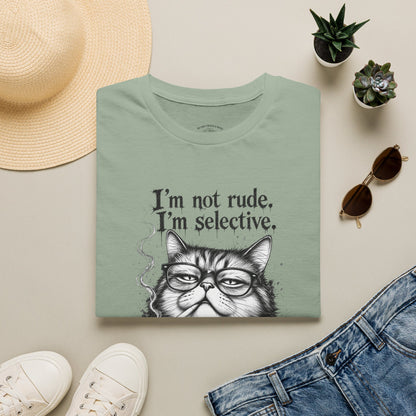 Cat Graphic T‑Shirt — "I'm Not Rude, I'm Selective" Funny Cat Tee