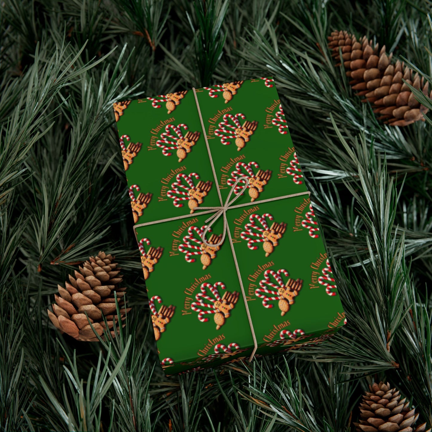 Christmas Gingerbread Tree Wrapping Paper — Holiday Gift Wrap Sheets