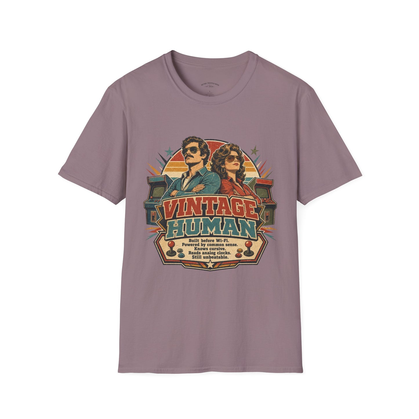 Vintage Human T-Shirt — Retro 70s Duo Graphic Tee