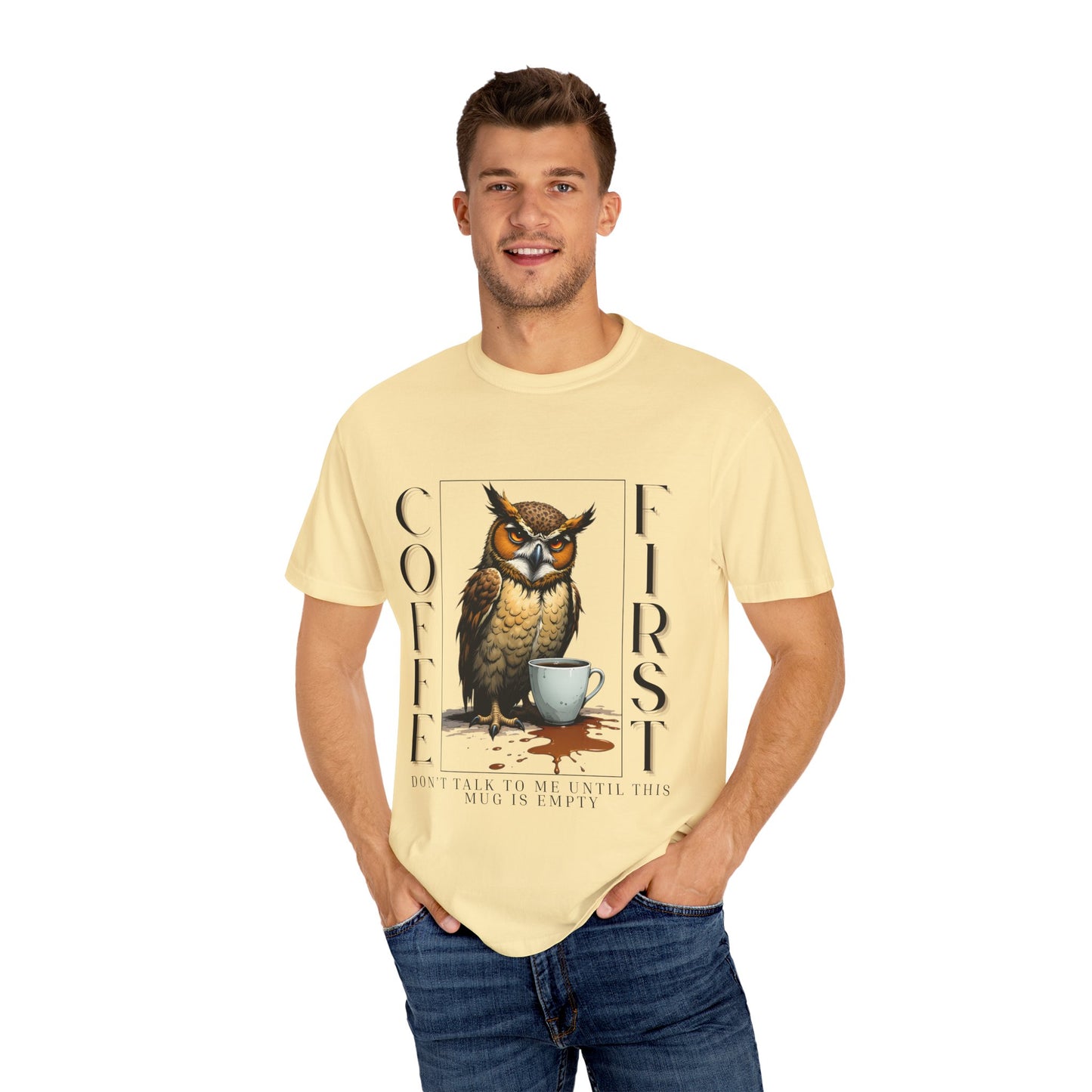 Coffee First Owl Graphic T-Shirt