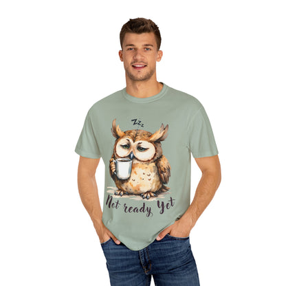 Not Ready Yet Owl T-Shirt — Cute Sleepy Owl Coffee Tee