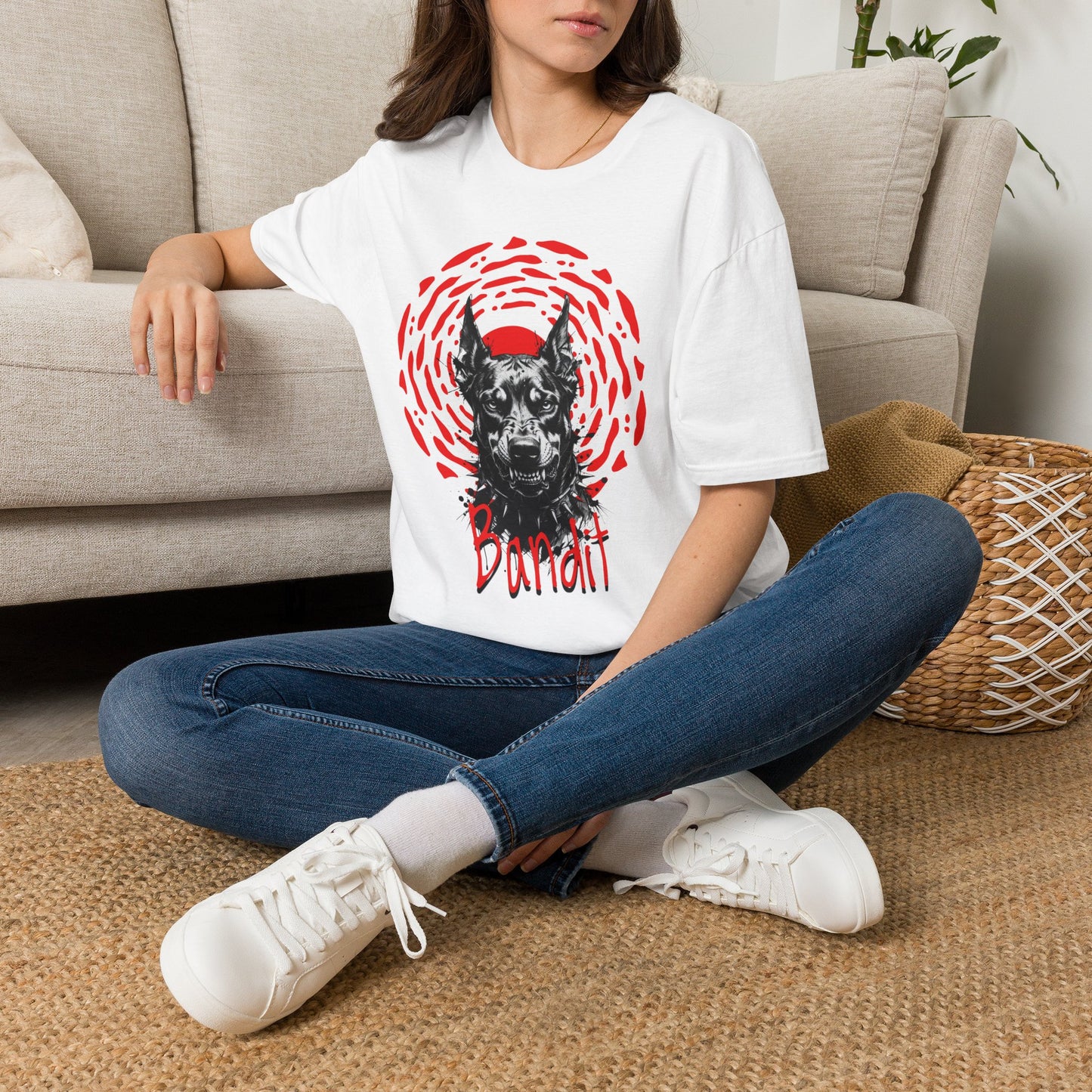 Doberman Graphic T-Shirt — Red Halo 'Bandit' Design
