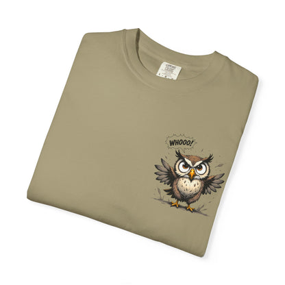 Witty Owl Graphic Tee — "Whooo?" Cute Cartoon Owl T-Shirt