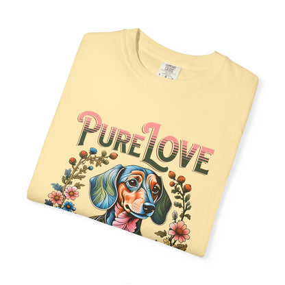 Pure Love Dog Art Unisex T-Shirt - Flower Design for Animal Lovers