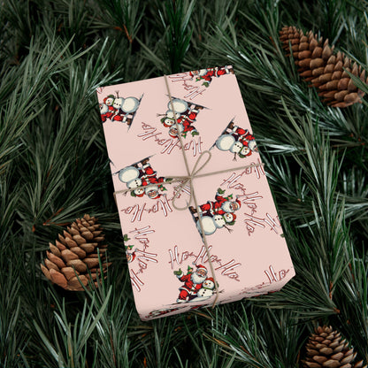 Gift Wrap Paper — Pink Snowman Pattern Holiday Wrapping Paper