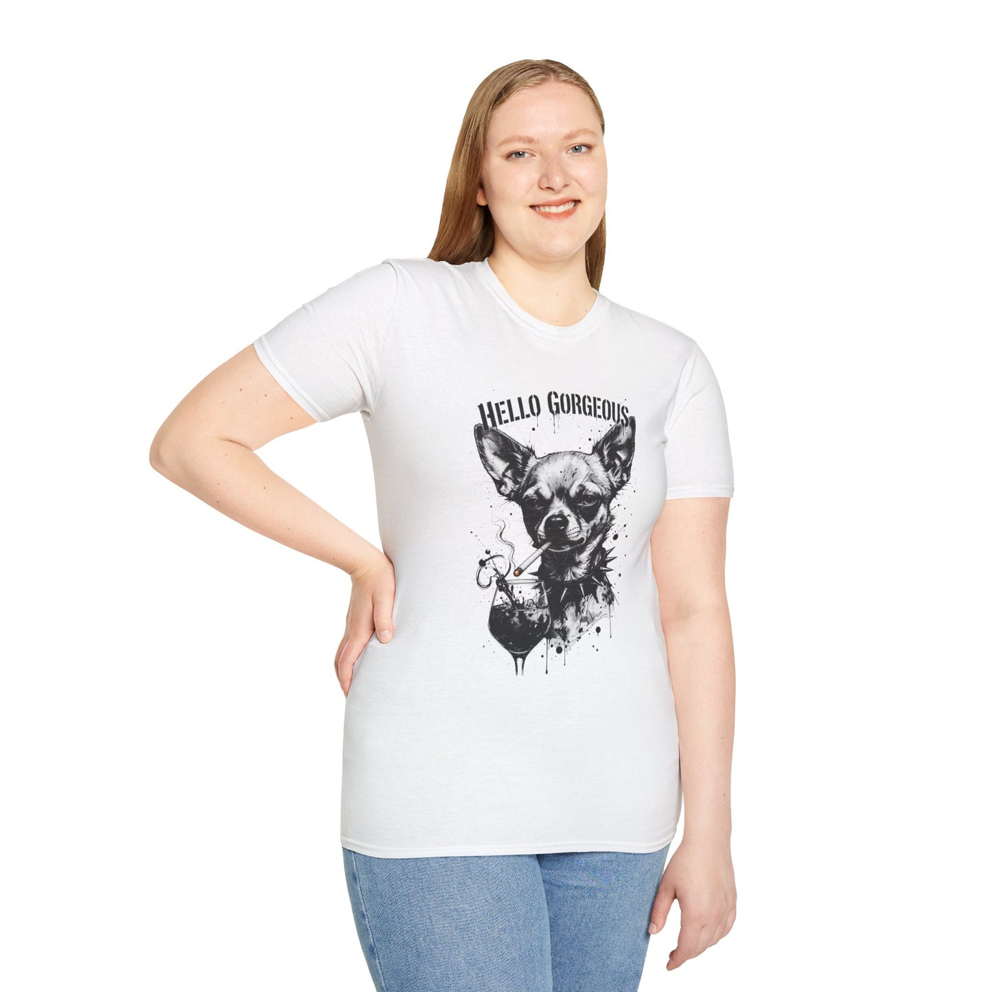 Chihuahua 'Hello Gorgeous' Tee - Cute Dog Graphic T-Shirt