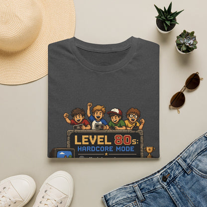 80s Level Up T-Shirt — 'Level 80s: Hardcore Mode' Retro Gaming Tee