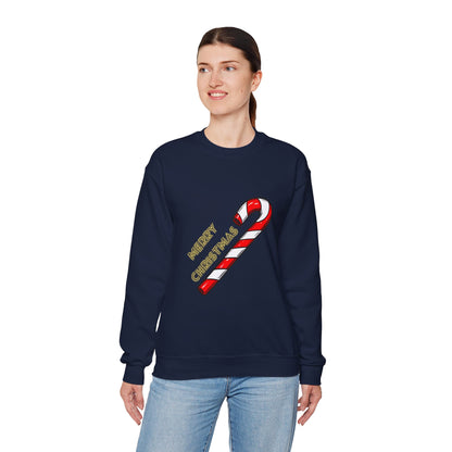 Christmas Candy Cane Crewneck Sweatshirt — "Merry Christmas" Holiday Sweater