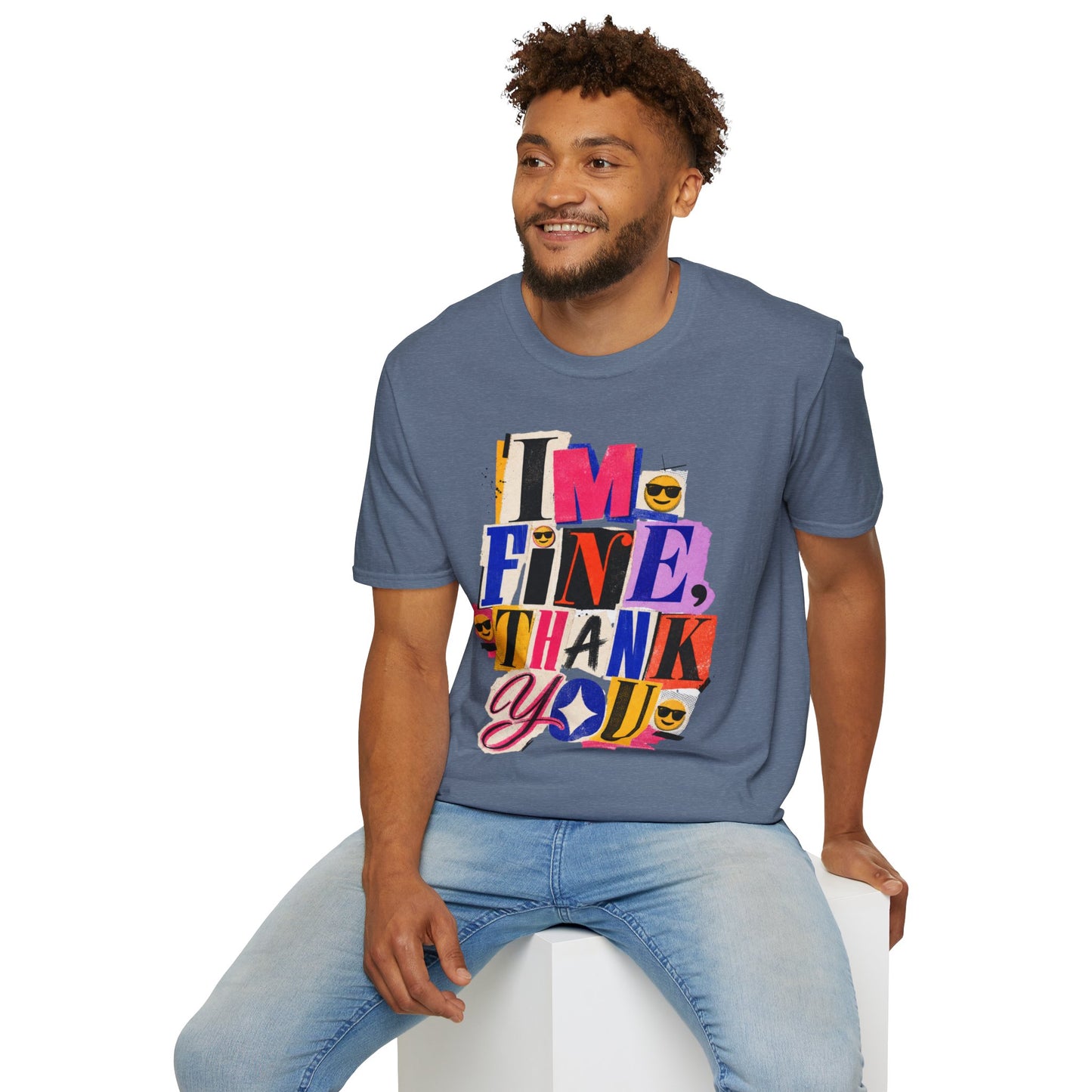 T-Shirt — "I'M FINE, THANK YOU" Retro Collage Graphic Tee