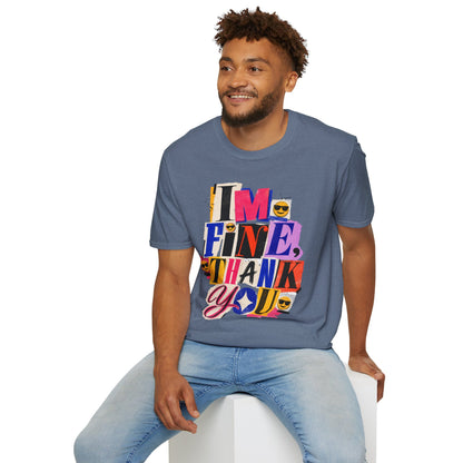 T-Shirt — "I'M FINE, THANK YOU" Retro Collage Graphic Tee