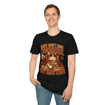 Cat T-Shirt — "Cats Don't Have Owners, They Have Staff" Retro Cat Graphic Tee