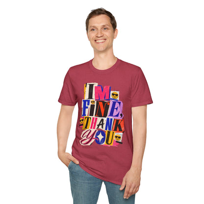 T-Shirt — "I'M FINE, THANK YOU" Retro Collage Graphic Tee