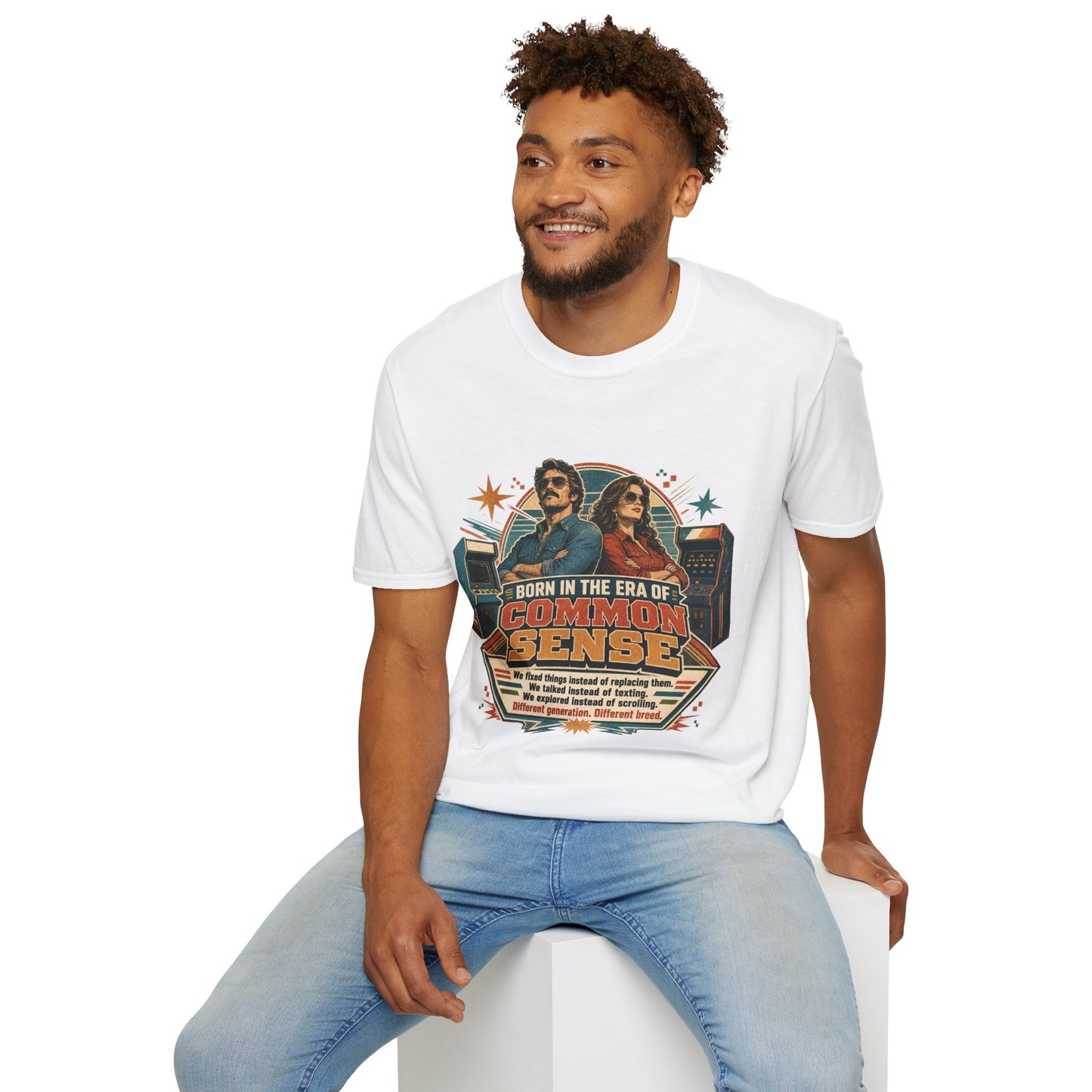 Born in the Era of Common Sense T-Shirt — Retro 70s Vintage Political Graphic Tee