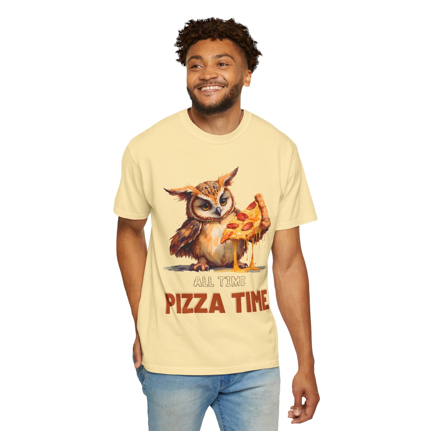 Pizza Time Owl T-Shirt — Cute Owl Eating Pizza Graphic Tee