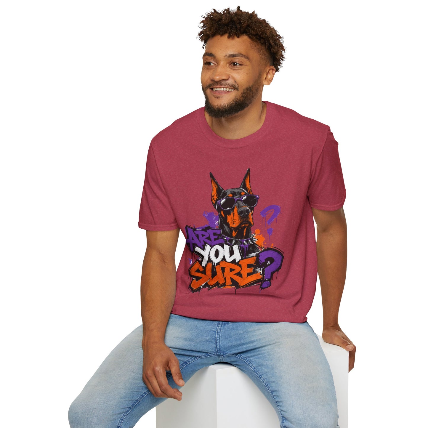Doberman Graffiti T-Shirt — "You Sure?" Street Art Dog Tee