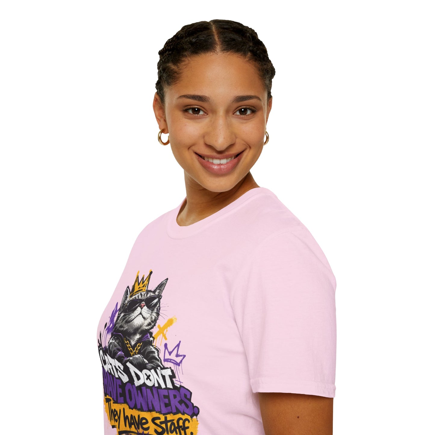 Cat Graphic Tee — "Cats Don't Have Owners They Have Staff"