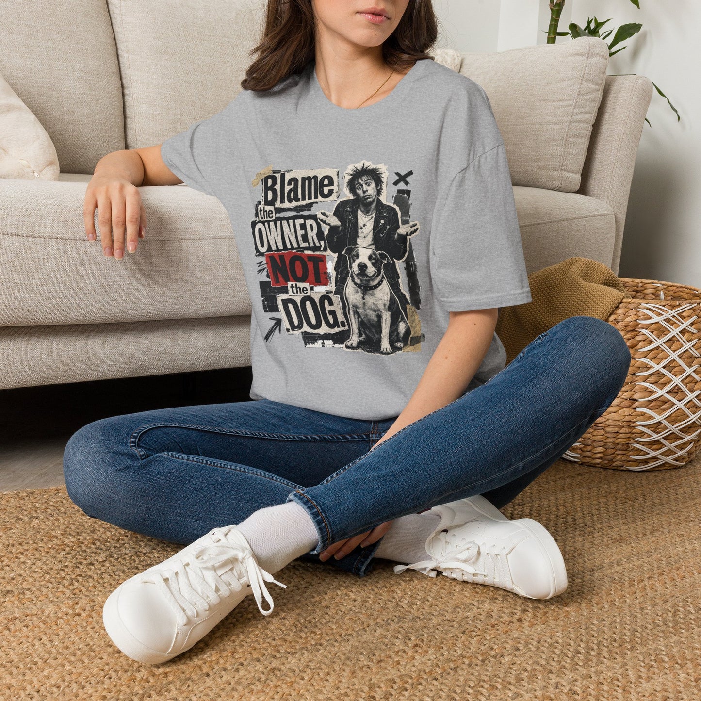 Blame the Owner Not the Dog T-Shirt - Funny Punk Dog Graphic Tee