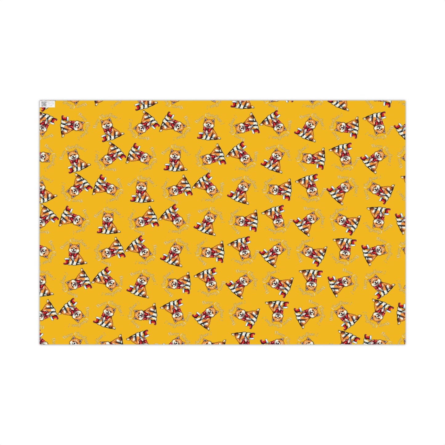 Dog Elf Pattern Gift Wrap Paper — Festive Shiba Inu Wrapping Sheets