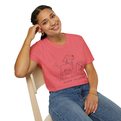 Less Scrolling, More Strolling Dog T-Shirt