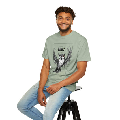 Owl Graphic T-Shirt — 'WOW!' Illustrated Night Owl Tee