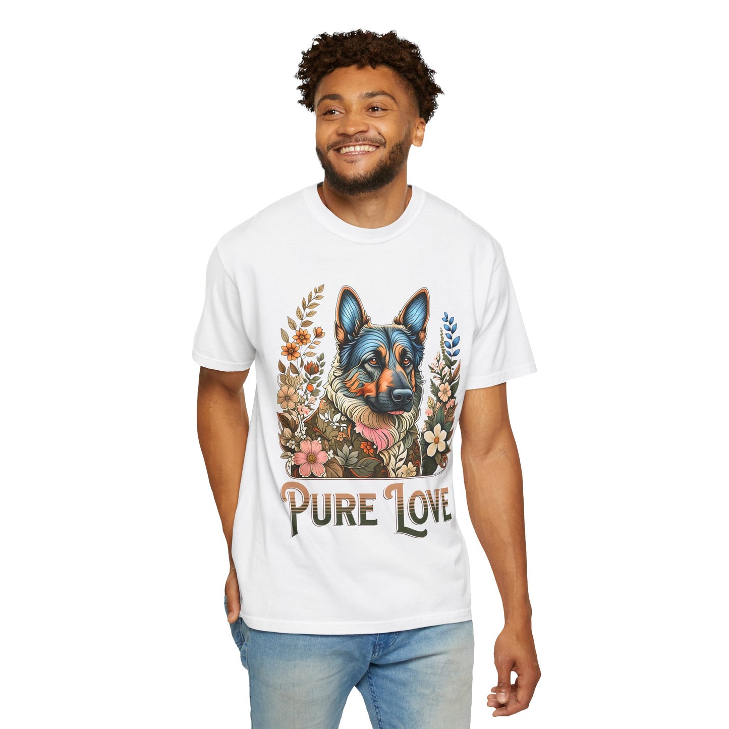Pure Love Flower-Graphic T-Shirt for Dog Lovers