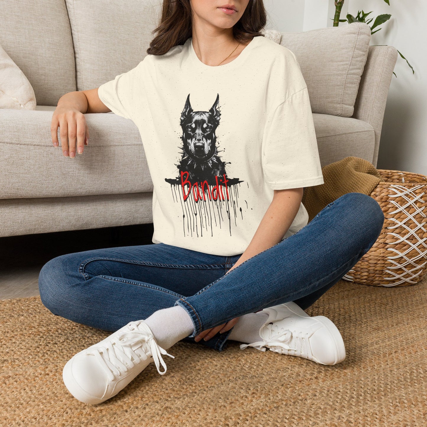 Doberman Portrait T-Shirt — "Warm Amour" Graphic Tee for Dog Lovers