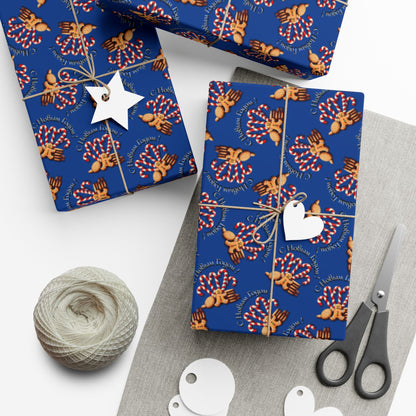 Firework Pattern Gift Wrap Paper — Festive Blue Wrapping Sheets for Celebrations