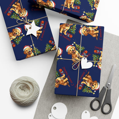 Gift Wrap Paper — Cute Golden Retriever Puppy Christmas Pattern