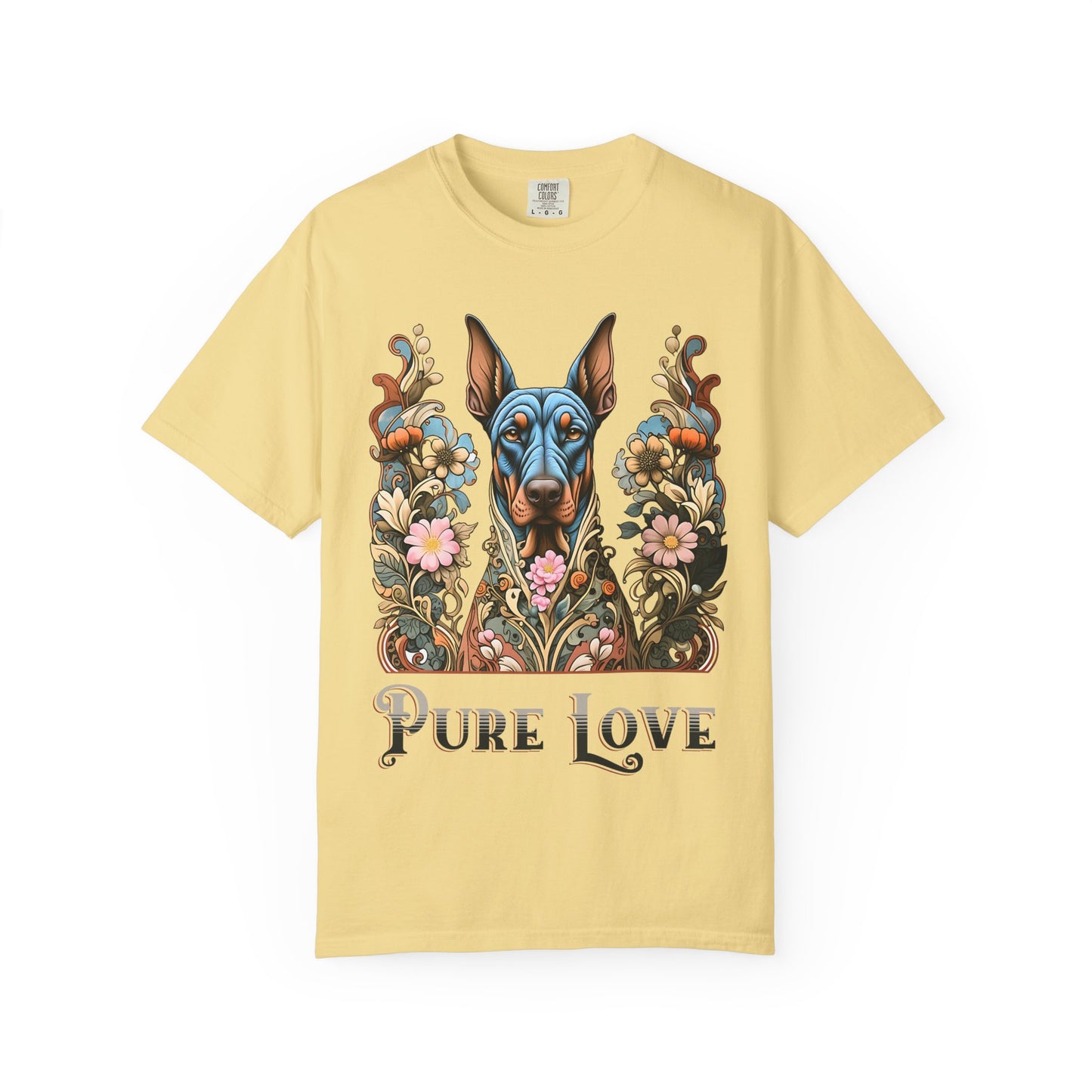 Pure Love Dog Art Unisex T-Shirt - Vibrant Floral Design