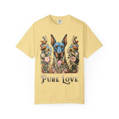 Pure Love Dog Art Unisex T-Shirt - Vibrant Floral Design